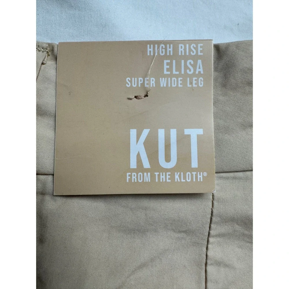 Kut from the Kloth Elisa High Rise Super Wide Leg Pants Sand Beige Size 6 - Picture 2 of 16